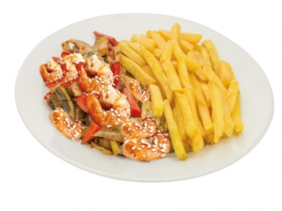 Crevetten Gemüse Teller